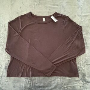 Old Navy Shirt 3XL Brown Ultralite Knit Top Go-Dry Cropped Basic Layer Casual